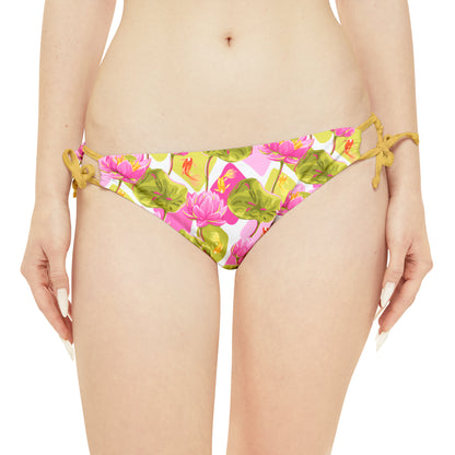 Japanese Koi Fish with Pink Lotus - Strappy Bikini Set