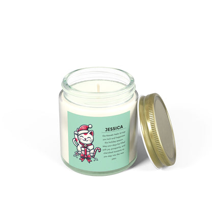 Maneki Neko Holiday Candle - Customizable Name for Good Luck