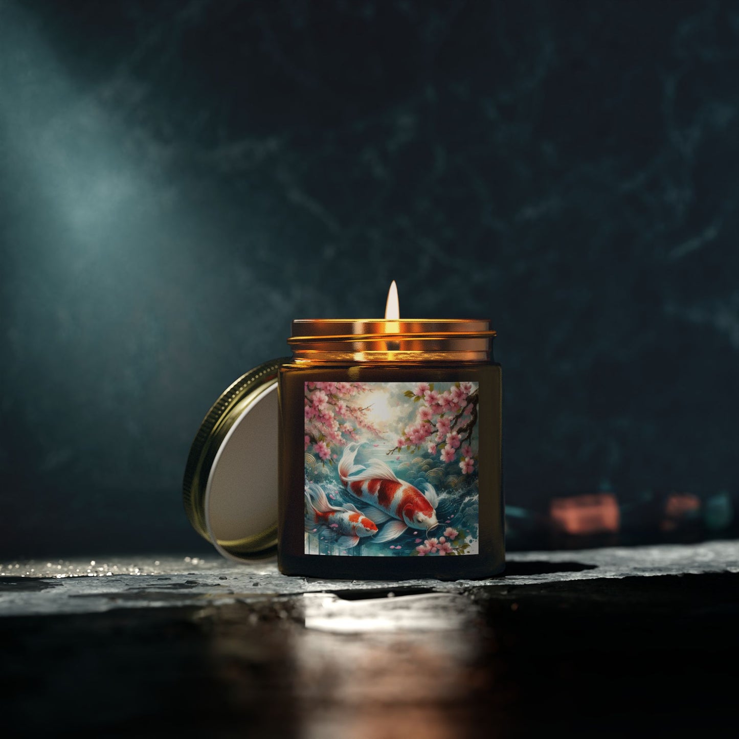 Koi Fish & Cherry Blossom Candle - Elegant Japanese-Inspired Scented Candle