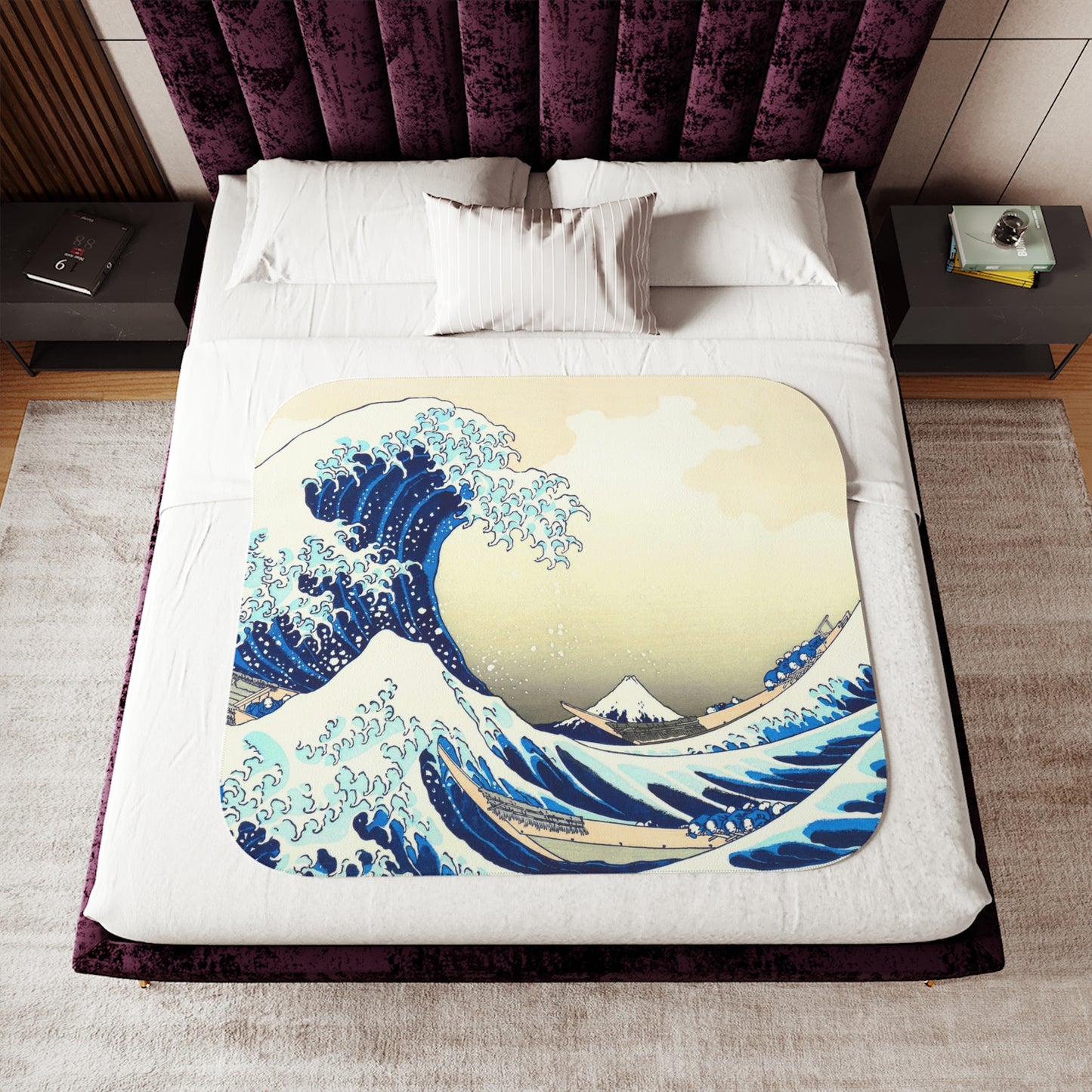 "The Great Wave" Sherpa Blanket - Cozy Japanese Art Throw