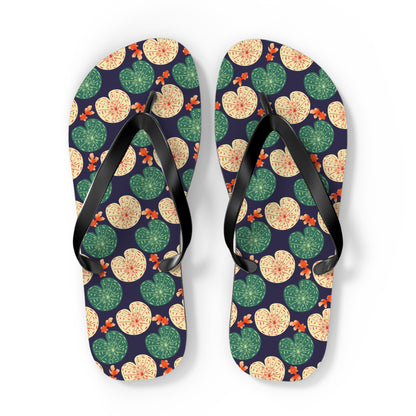 Japanese Goldfish with Lotus Leaf - Flip Flops