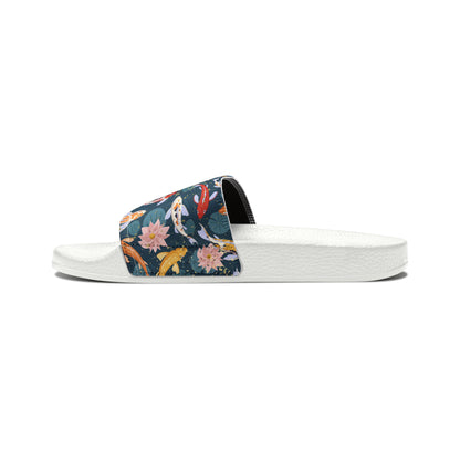 Japanese Koi Fish & Flower with gold flakes - Women's Sandals