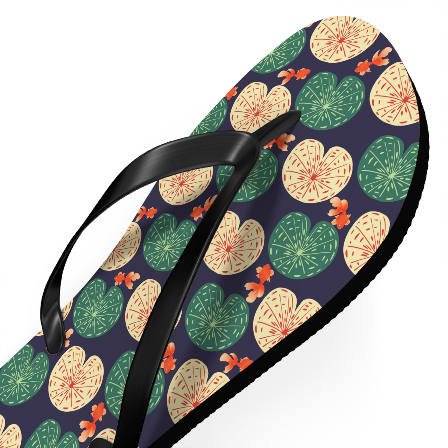 Japanese Goldfish with Lotus Leaf - Flip Flops