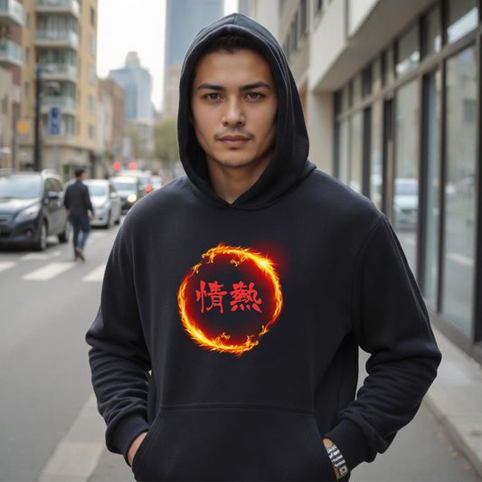 Fueled by "Passion" Hoodie - Dragon Flame Kanji Design