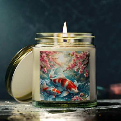 Koi Fish & Cherry Blossom Candle - Elegant Japanese-Inspired Scented Candle