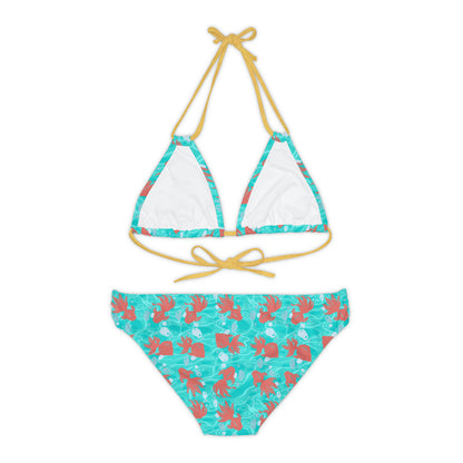 Japanese Koi Fish in Blue Water - Strappy Bikini Set