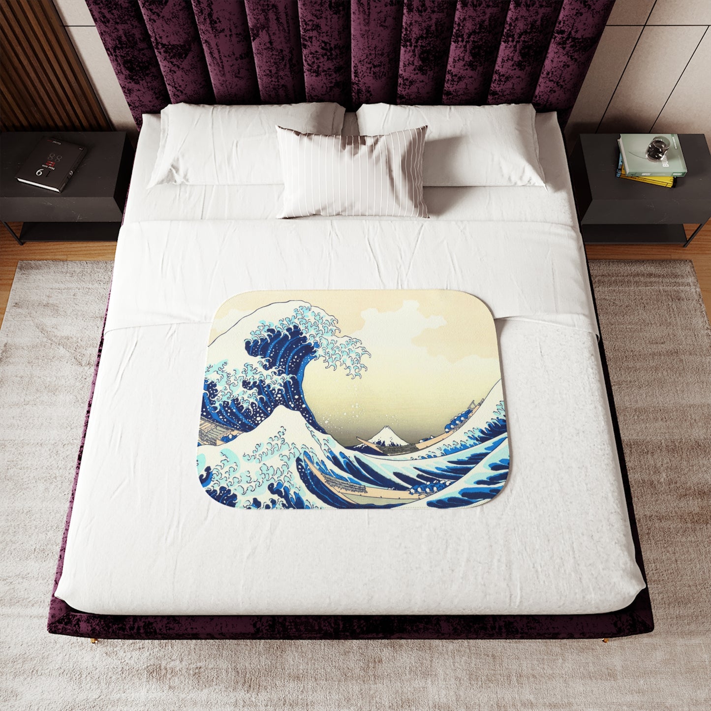 "The Great Wave" Sherpa Blanket - Cozy Japanese Art Throw