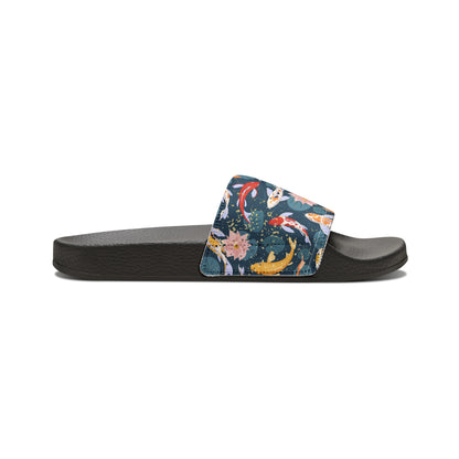 Japanese Koi Fish & Flower with gold flakes - Women's Sandals