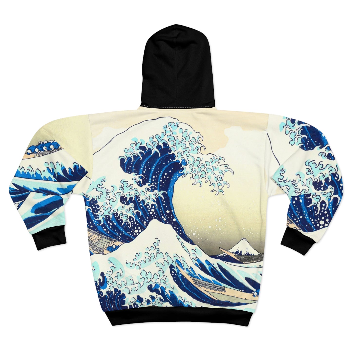 Great Wave Hoodie Zip-Up – Japanese Streetwear, Hokusai Wave Jacket, Ukiyo-e Hoodie, Kanagawa Print, Japan Art Gift