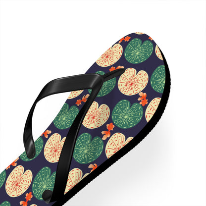 Japanese Goldfish with Lotus Leaf - Flip Flops