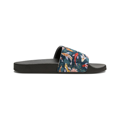 Japanese Koi Fish & Flower with gold flakes - Women's Sandals