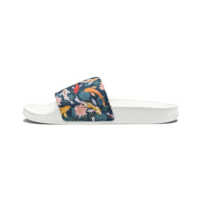 Japanese Koi Fish & Flower with gold flakes - Women's Sandals