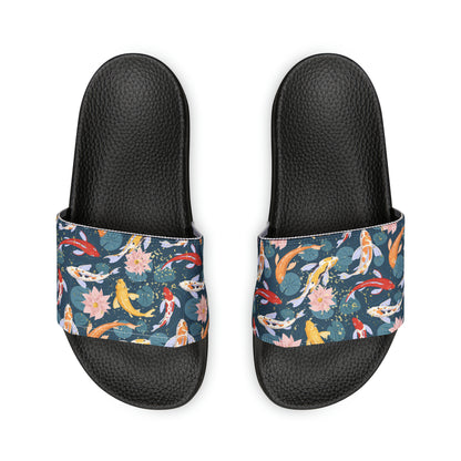 Japanese Koi Fish & Flower with gold flakes - Women's Sandals