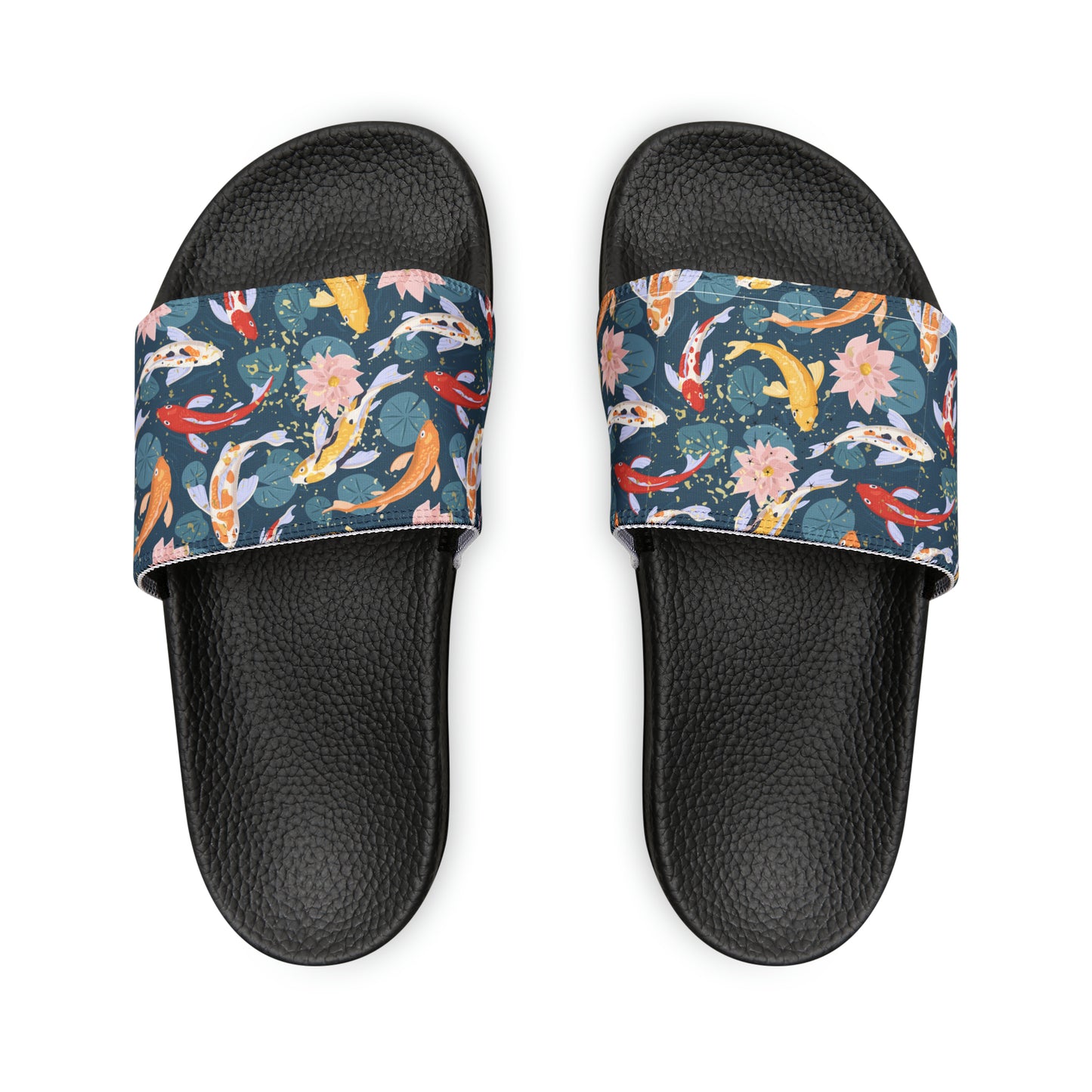 Japanese Koi Fish & Flower with gold flakes - Women's Sandals