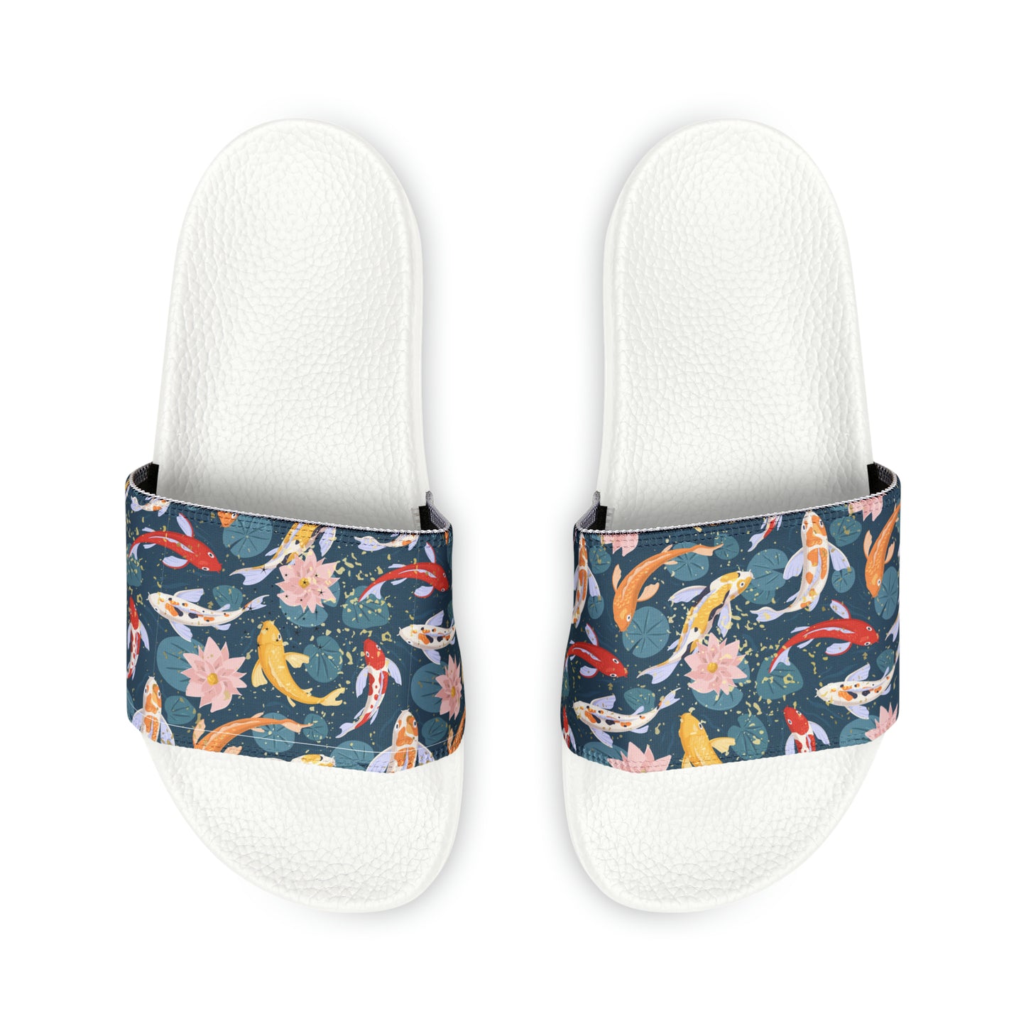 Japanese Koi Fish & Flower with gold flakes - Women's Sandals