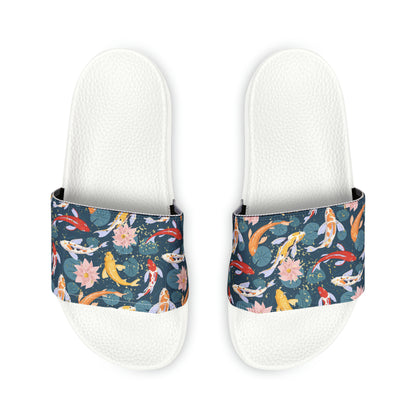 Japanese Koi Fish & Flower with gold flakes - Women's Sandals