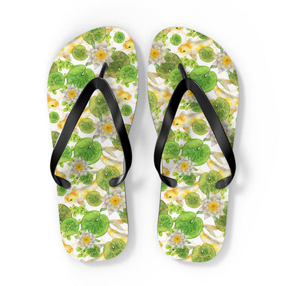 Japanese Koi Fish with Lotus Leaf  - Flip Flops