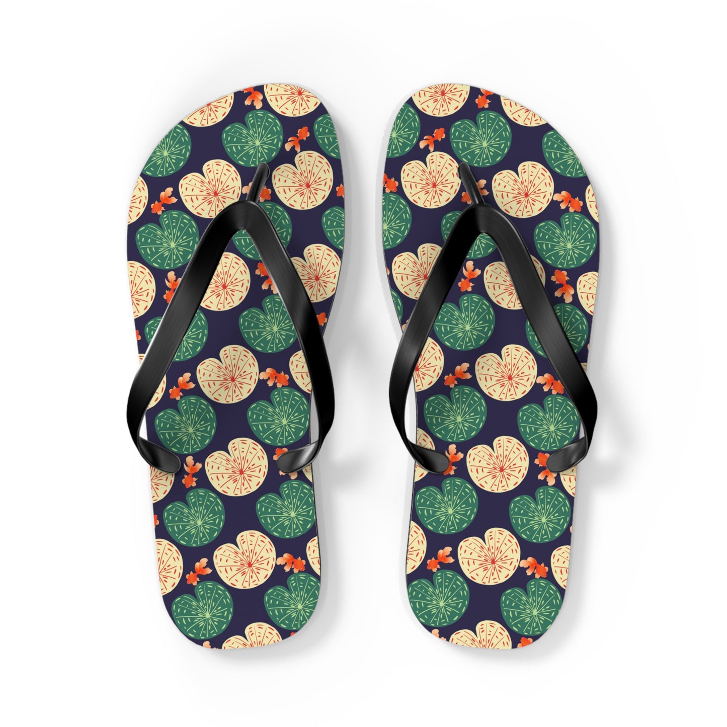 Japanese Goldfish with Lotus Leaf - Flip Flops