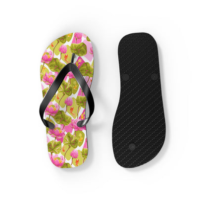 Japanese Koi Fish with Pink Lotus - Flip Flops