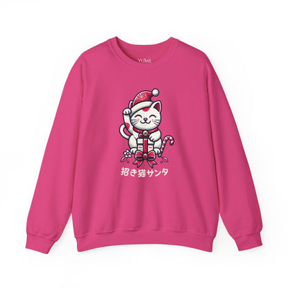 Santa Maneki Neko Sweatshirt - Lucky Cat Christmas Apparel