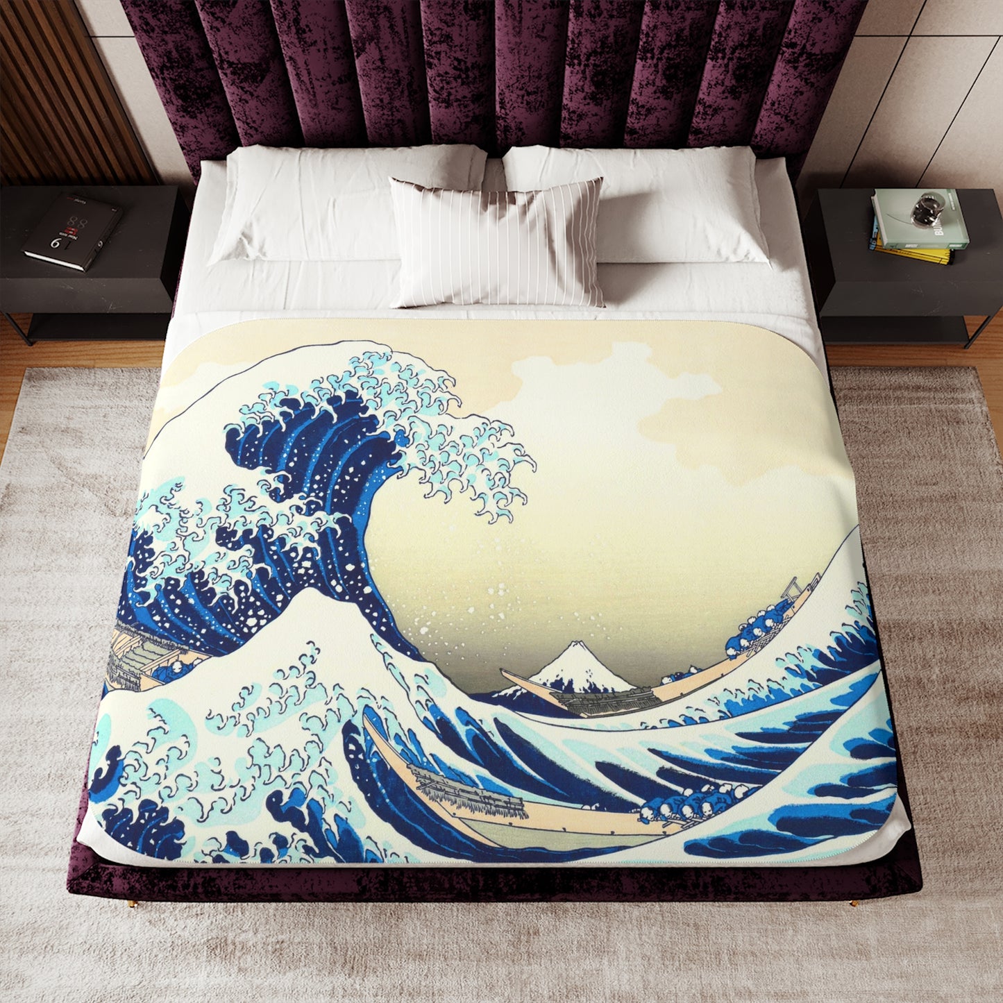 "The Great Wave" Sherpa Blanket - Cozy Japanese Art Throw