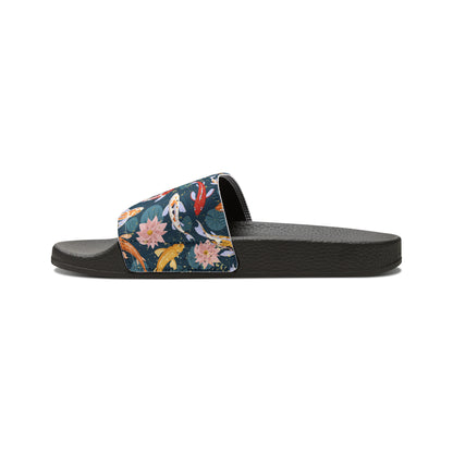 Japanese Koi Fish & Flower with gold flakes - Women's Sandals