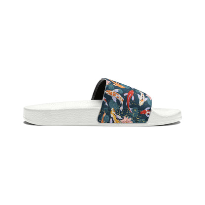 Japanese Koi Fish & Flower with gold flakes - Women's Sandals