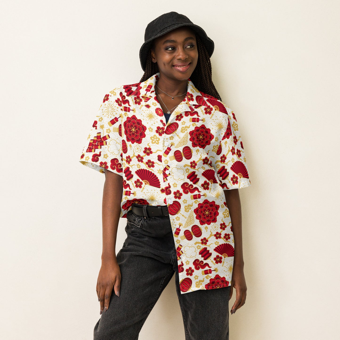 Wear the Beauty of Japan - Flower Fan Unisex Button Shirt