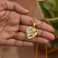 Japanese Kimono Patchwork Heart Pendant - Gold-Plated Necklace, Artistic Floral Design, Customizable Jewelry Gift for Her