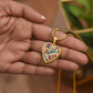 Kimono-Inspired Floral Heart Necklace - Gold Plated Pendant, Japanese Cherry Blossom Jewelry, Artistic Sakura Design