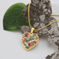 Kimono-Inspired Floral Heart Necklace - Gold Plated Pendant, Japanese Cherry Blossom Jewelry, Artistic Sakura Design