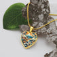 Japanese Art Heart Pendant Necklace - Great Wave & Dragon Design, Hokusai-Inspired Jewelry, Gold Plated Necklace, Unique Gift for Her