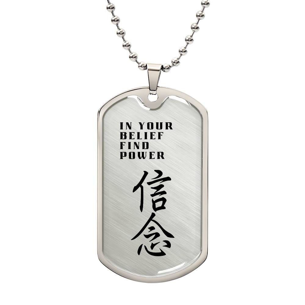 Belief - Japanese Kanji Dog Tag Necklace