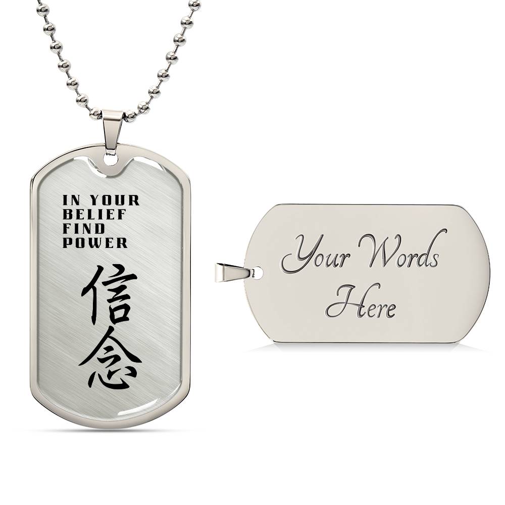 Belief - Japanese Kanji Dog Tag Necklace