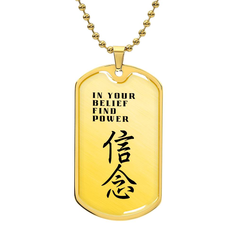 Belief - Japanese Kanji Dog Tag Necklace