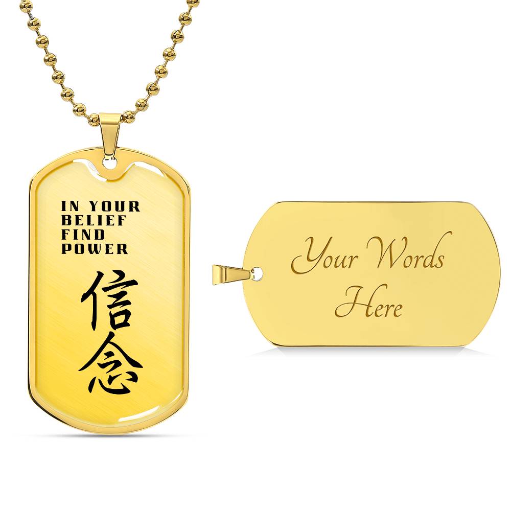 Belief - Japanese Kanji Dog Tag Necklace