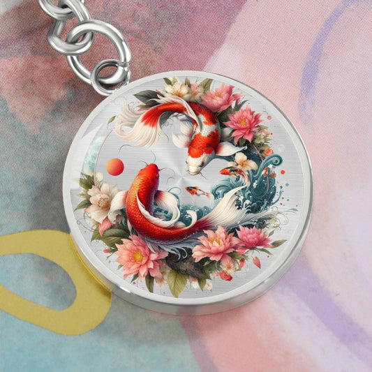 Elegant Koi Fish Keychain with Custom Engraving Option