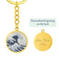 Hokusai Wave Keychain with Custom Engraving Option