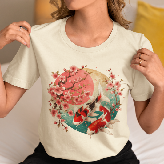 Elegant Koi and Cherry Blossom T-Shirt