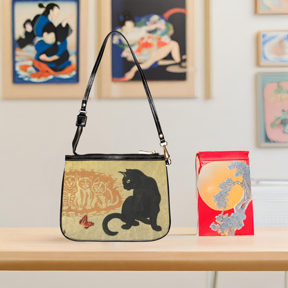 Cats & Butterfly - Japanese Ukiyo-e Shoulder Bag